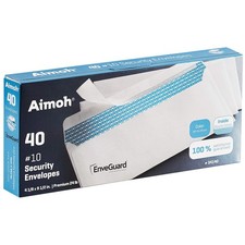 40#10 Security Tinted Self-Seal Envelopes - No Window, 40 Ct., White