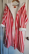 Truly Beauty Robe Red White Full Length Signature VIP Collection Stripe NO SASH