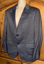 ERMENEGILDO ZEGNA  Milano Easy  Blue Check Cotton/Cashmere/Rayon Blazer 50 US 40