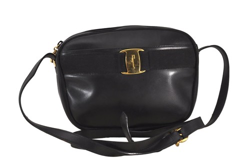 echt Salvatore Ferragamo Vara Schulter Umhängetasche Leder schwarz 0103N