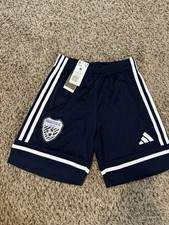 Adidas Aeroready youth soccer shorts - medium 11-12Y - navy blue/black/white