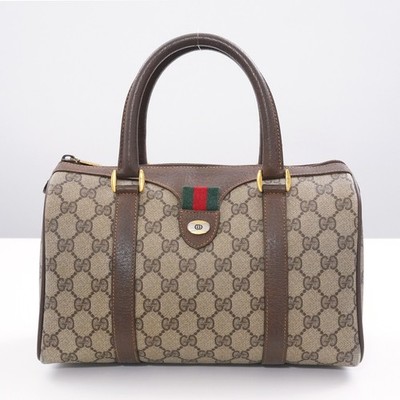 GUCCI GG Supreme Sherry Line Mini Boston Bag Old Gucci 4002006 Auth #54805A