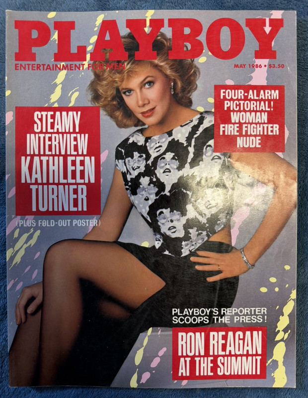 Playboy May 1986 Kathleen Turner Cover, Ronald Reagan, Fold-Out Poster