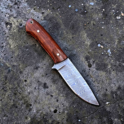 Hand Made Damascus Hunting Skinner Knife Forged Damascus Steel Fixed Blade 2903