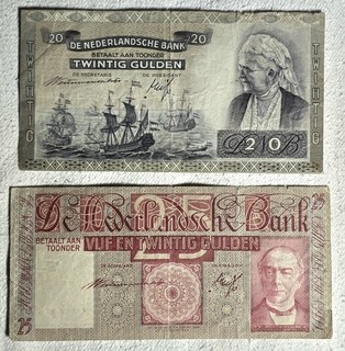 2 alte Banknoten Niederlande Europa 20 /25 Gulden Geldscheine 1941 Sammlung