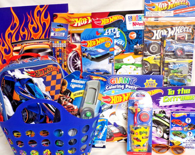 NEW HOT WHEELS EASTER TOY GIFT BASKET LUNCH BOX ART SCHOOL SUPPLIES PLAY SET