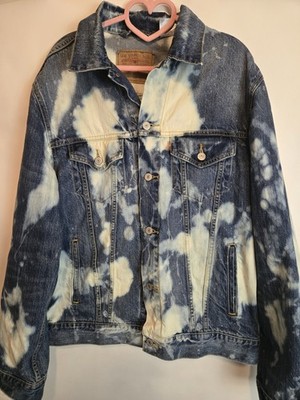 Custom Bleached Levis Denim Jacket Size Large Punk Skin Oi! Mod Ska Bleachies