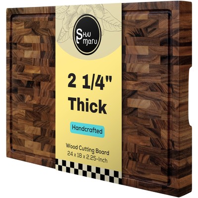 Butcher Block Cutting Board - [22'' x 18'' x 2.25''], End-Grain Tropical Walnut ...