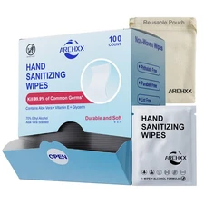 Antibacterial Hand Sanitizer Wipes, 100 Count, 70 Alcohol, Aloe Vera Scent