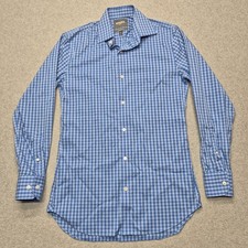 Bonobos Shirt Mens 33 Blue Check Stretch Tailored Slim Fit Cotton Button Down