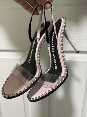 Alexander Wang Studded Pink Slingback Stiletto Open Toe Leather/PVC 6.5