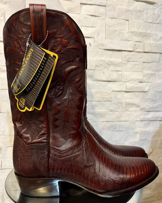 NIB Men's DAN POST Winston Western Cowboy Boots Tan Exotic Lizard DP3051R Sz 13