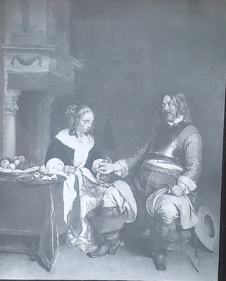 Cavalier And Young Lady, Gerard Ter Borch, Magic Lantern Glass Slide