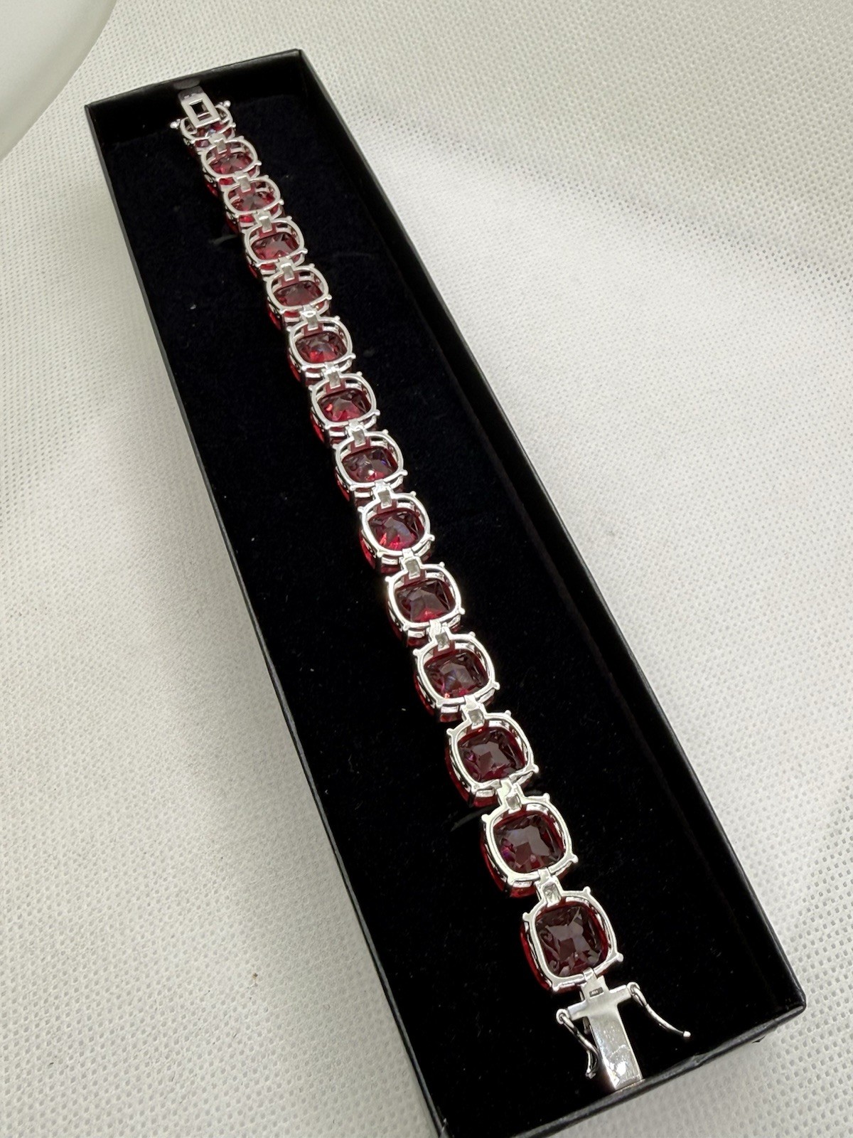 BBJ Sterling Silver Bracelet Red Ruby Large Chunk… - image 3