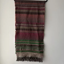 WALLACE & SEWELL Wool Mohair Multicolor Woven Scarf Fringe Made England