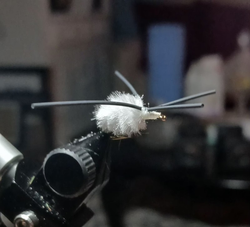 6 Bully Spiders White and Black Legs for Trout, Panfish Hand -Tied Free Shipping