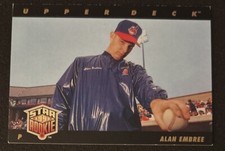 1993 Upper Deck Alan Embree Baseball Rookie Card (RC) #12 Indians Pitcher FR O/C. rookie card picture