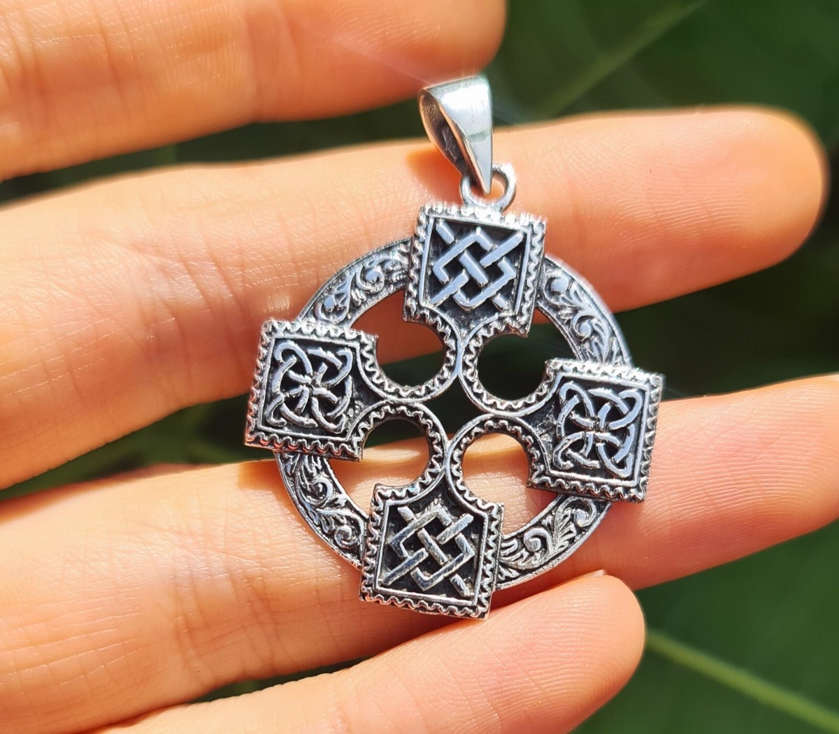 Celtic Cross Pendant 925 STERLING SILVER Quaternary Celtic Knot
