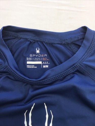 Spyder H2O Swim Surf Boys Shirt Sz M Royal Blue Surf Sand Dun T Shirt Crew Neck - Picture 3 of 7