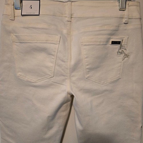 WHBM White and Silver Embroidered Skinny Cropped Jeans size 4 NWT - Picture 6 of 6