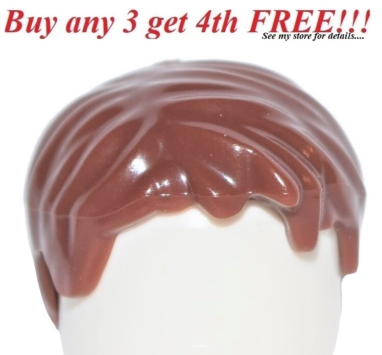 Jay Dee - Feelin' Good In The Hood ② ☀️NEW Lego Minifig Hair Male Short Reddish BROWN TOUSLED
