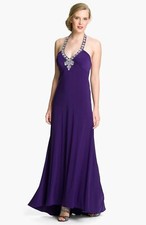Betsy  Adam Jeweled Jersey Gown Sz 6 Purple