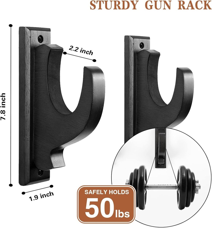 Single Rifle Shotgun Gun Rack Organizer Wood Wall Mount Indoor Room ...