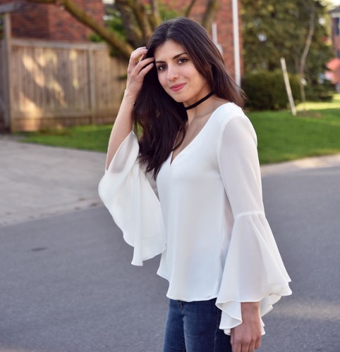 Flowing Bell Sleeve Top Blouse Shirt 