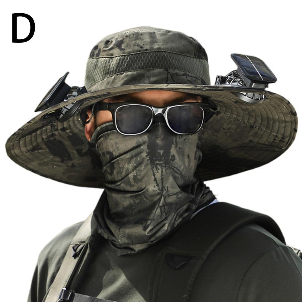 APL Cappello da Sole per Esterno con Tesa Ampia e 2 Ventilatori Solari Sole