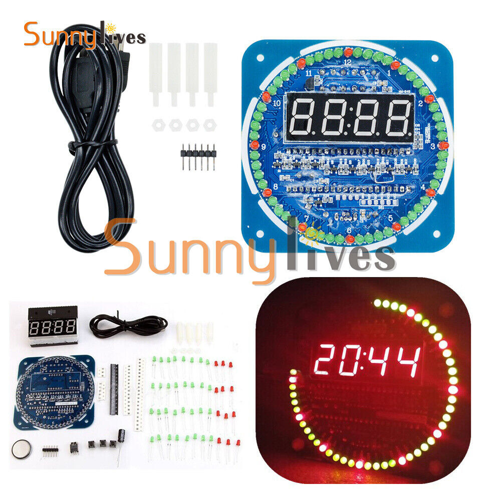5V DS1302 Rotating LED Electronic Digital Clock 51 Learning Board DIY
