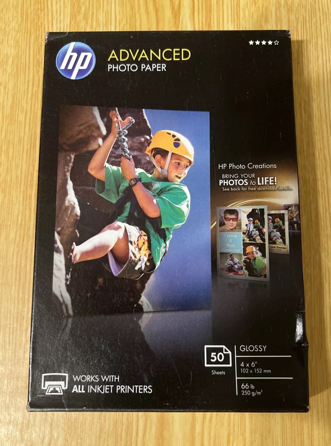 HP Advanced Photo Paper, Glossy, 66 lb 4 x 6 in. 101 x 152 mm 50 sheets