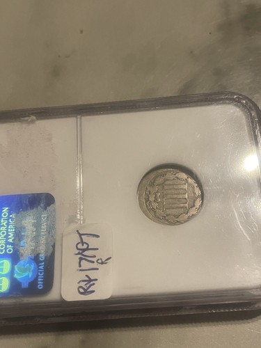 1865 NGC Vg 10 Three Cent Nickel Struck 10% Off Center Cool Error - Picture 6 of 10