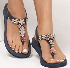 Skechers Meditation Thong Slingback Sandals Glass Daisy in Navy Multi Size 7