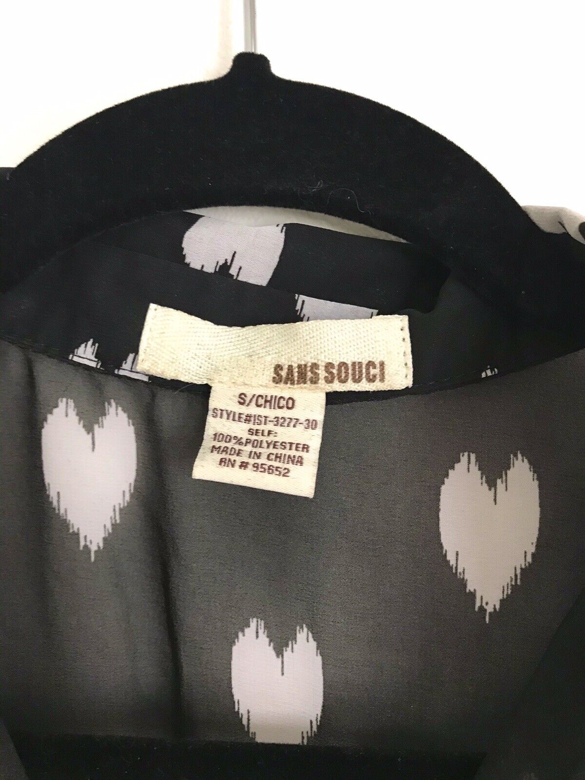 New SAN SOUCI Heart Black Shirt Longline Sleeveless Top Size S | eBay