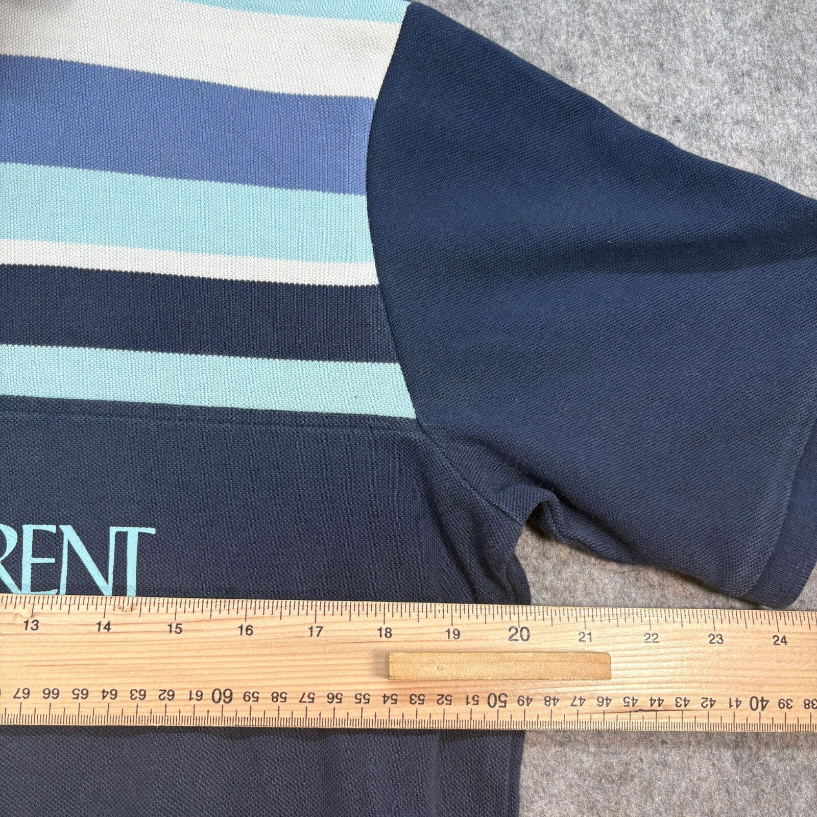 Polo Yves Saint Laurent uomo taglia UK grande blu navy misto cotone designer