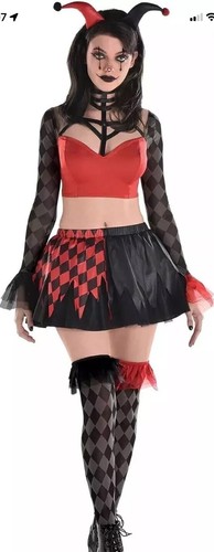 Jester Vixen Clown Carnival Amscan Fancy Dress Up Halloween Adult Costume New