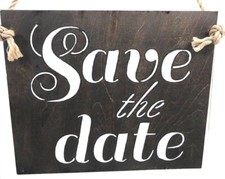 Bridal Shower Wedding Day Wood Sign Stained Handmade SAVE THE DATE 12"x14" NEW