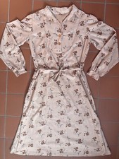 Vintage Light Brown Retro Collared Long Sleeved House Dress with Tie Belt size M