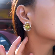 Gold Plated Stud Earrings Cubic Zirconia Women Wedding Jewelry Party Accessories