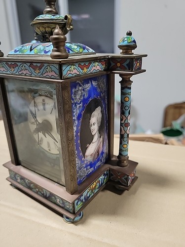 Vintage Chinesische Cloisonne Emaille Mechanische Uhr - Bild 4 von 18