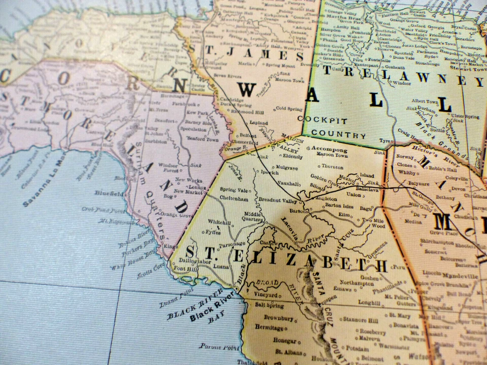 West Indies Antique Color Map 1903 Cram's 14½" x 22" Island of Jamaica, Cuba Map - Image 4 of 4