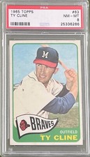 1965 TOPPS TY CLINE #63 PSA 8 MILWAUKEE BRAVES
