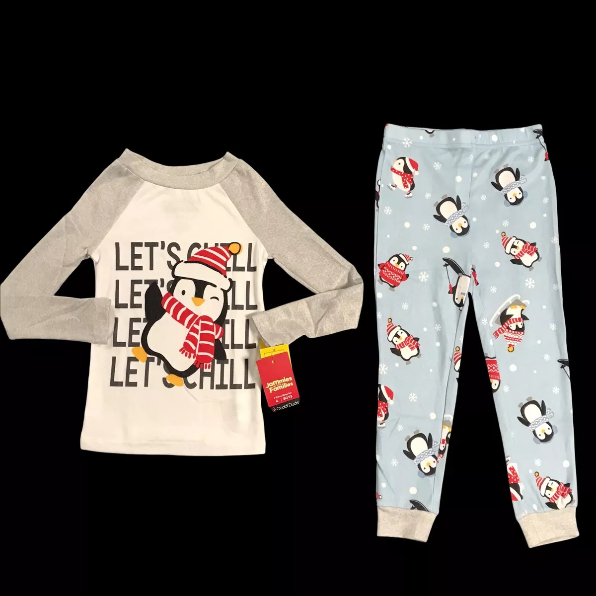 Cuddl Duds Toddler Boys 2pc Penguin Pajamas Set Size 4 Runs Small