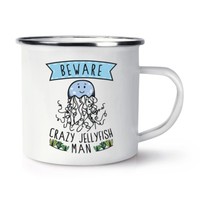 Beware VerrüCkte Qualle Mann Retro Emaille Becher Tasse - Lustig Tiere Meer Süß