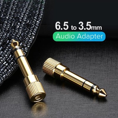 Gold 6.3mm Male Plug to 3.5mm Female Jack Stereo Audio Home Connectors J6P0