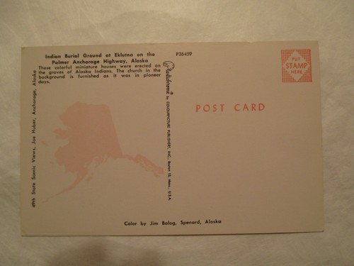 Indian Burial ground Eklutna Palmer Anchorage Highway Alaska AK Postcard - Picture 2 of 2