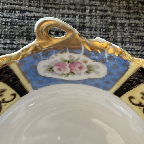 Antique 1918 NORITAKE Pink Floral Edge / GOLD Hand Painted 10" Plate w/ Handles - Picture 5 of 5