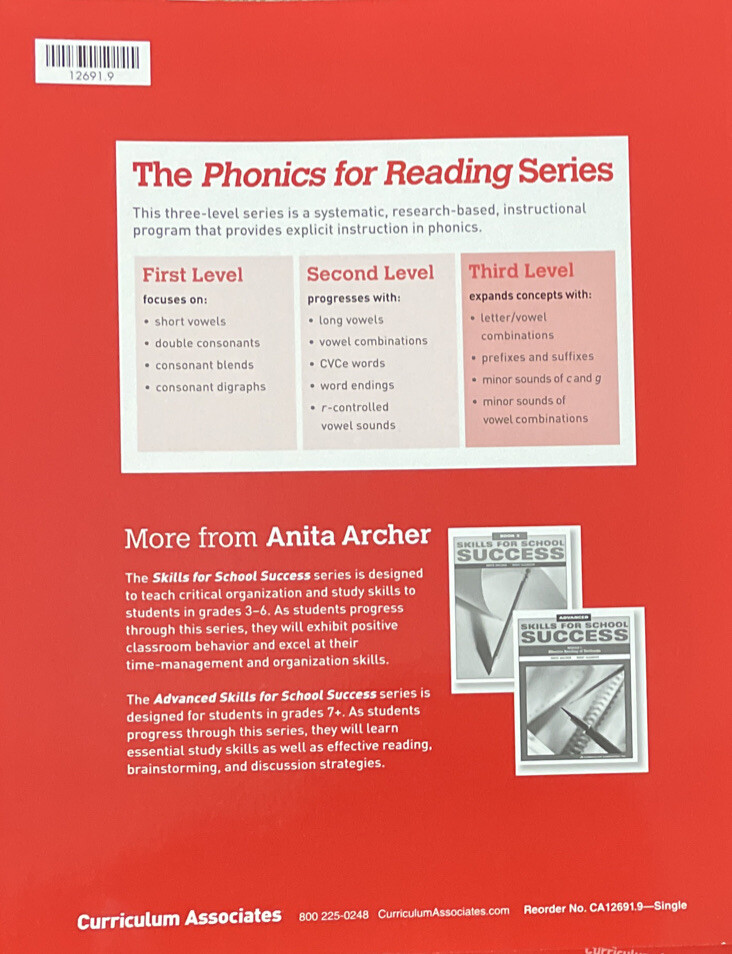 Phonics for Reading Third Level Teacher Guide Curriculum Associates