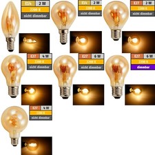 LED Filament Retro Glühbirne E14 | E27 2 bis 6Watt in warmweiß 2200K Globe Deko