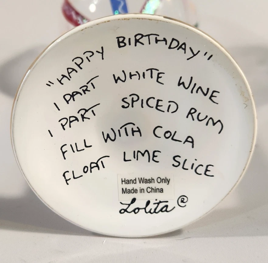 Lolita Wine Glass "Happy Birthday To You" With Original Box Cocktail - Image 3 of 4